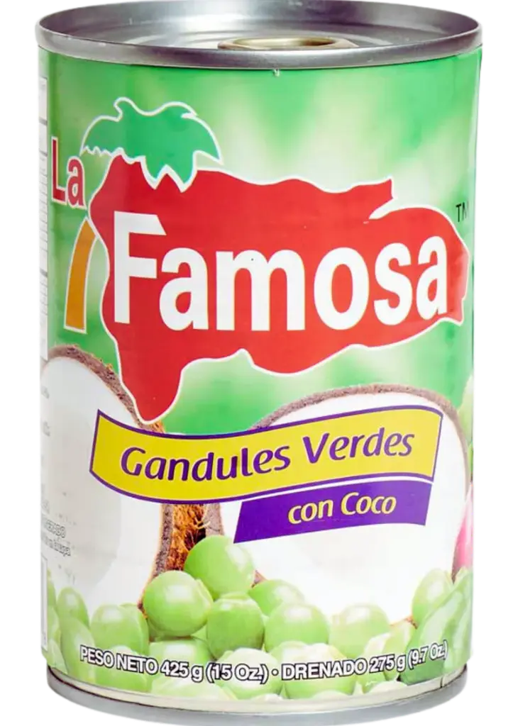 Famosa Gandules Verde Green Peas con Coco 24x425g