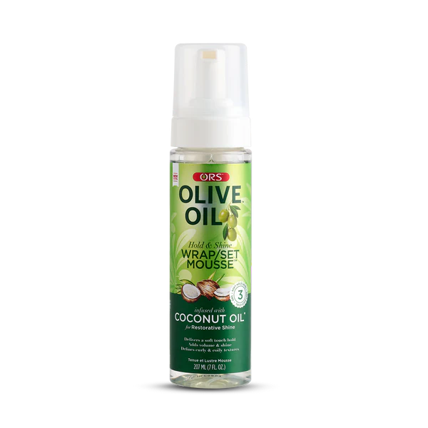 ORS Olive Oil Hold & Shine Wrap Set Mousse Infused with Coconut Oil 207ml