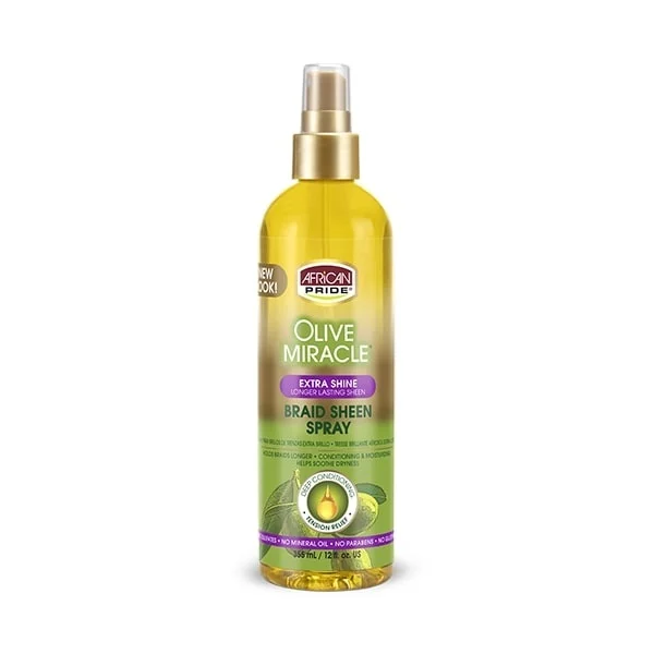 African Pride Olive Miracle Extra Shine Braid Spray 12oz