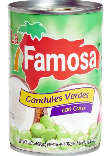 [FAM1518] Famosa Gandules Verde Green Peas con Coco 24x425g