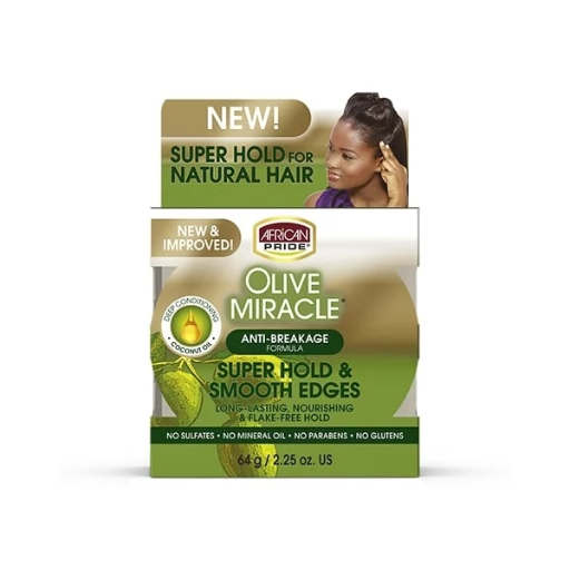 [AFR1064] African Pride - Olive Miracle Anti-Breakage Super Hold & Smooth EDGES - 2oz