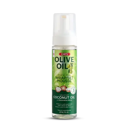 [ORS1836] ORS Olive Oil Hold & Shine Wrap Set Mousse Infused with Coconut Oil 207ml